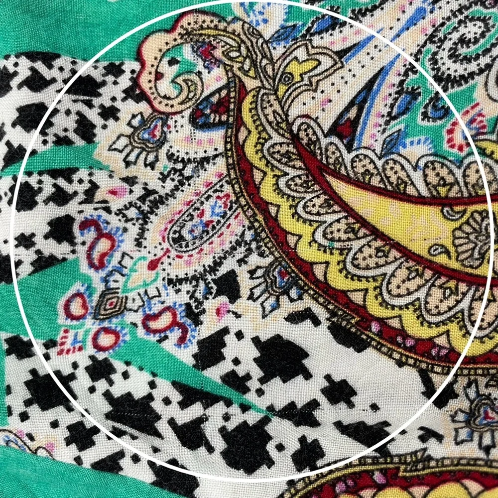 Paisley Shorts Women Lightweight‎ Boho Elastic Waistband PJs Casual Green White
